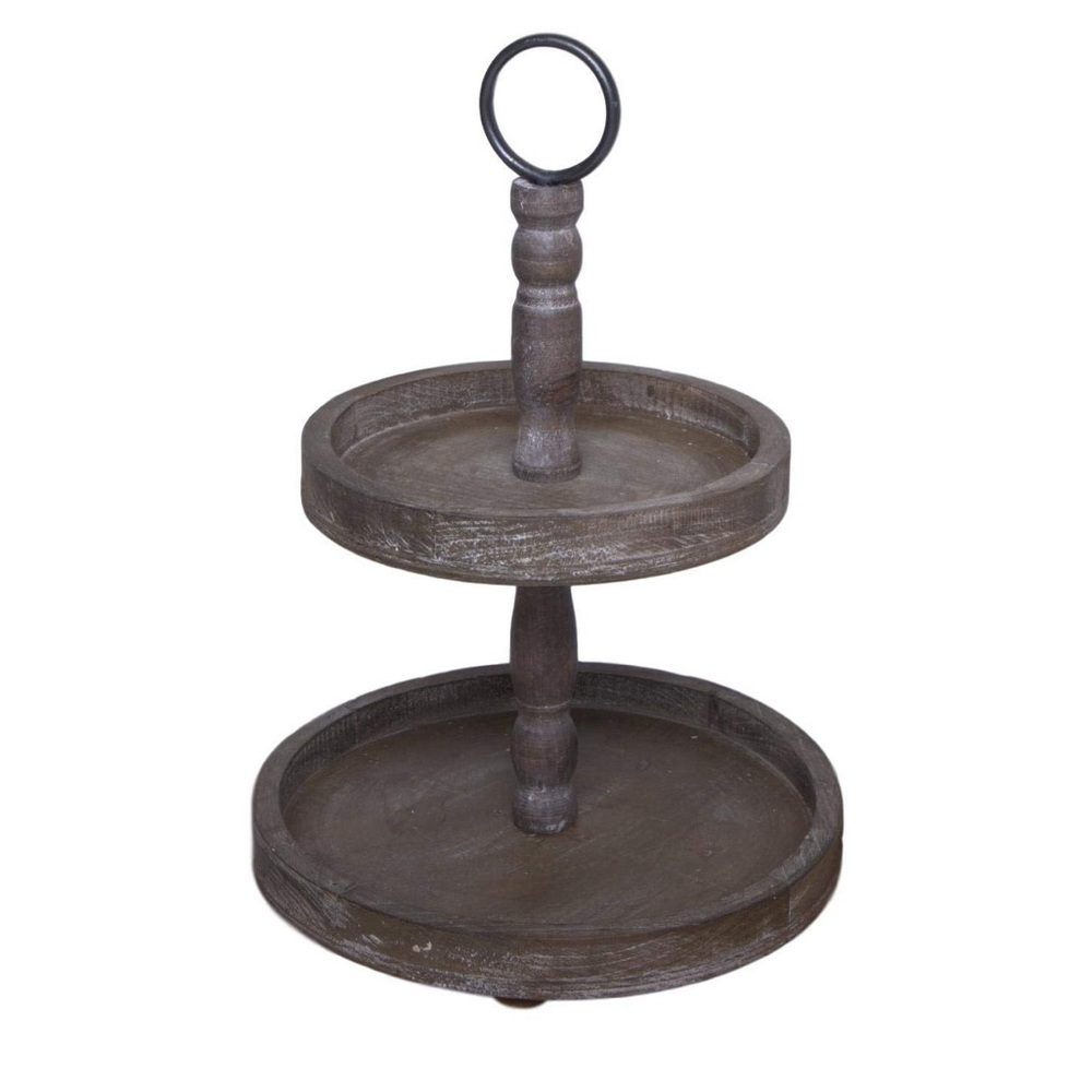 Wood 2 tier tray